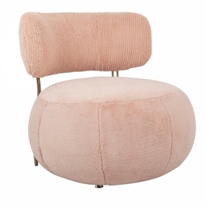FOTOLIU LOW TEDDY, ROZ CU TAPITERIE DIN POLIESTER, ACRIL SI OTEL, STIL MODERN