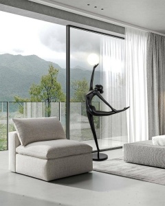 LAMPADAR EXCLUSIVIST 220CM, HUMAN BALLERINA, FIBRA DE STICLA SI ABAJUR DE STICLA