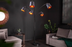 LAMPADAR ORIENTABIL LEVEL 202CM NEGRU/AURIU, DESIGN MODERN