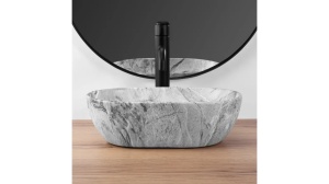 LAVOAR REA AMELIA MINI, STONE, EFECT DE PIATRA GRI MAT, 38 CM, DIN CERAMICA, CALITATE SUPERIOARA - Img 2