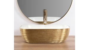 LAVOAR REA BELINDA, 46 CM, ALB/AURIU PERIAT, DIN CERAMICA, CALITATE SUPERIOARA
