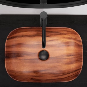LAVOAR REA BELINDA WOOD, 46,5 CM, MARO MAT, DIN CERAMICA, CALITATE SUPERIOARA - Img 4