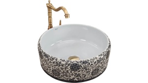 LAVOAR REA FLORISA, 40 CM, ALB/NEGRU, DIN CERAMICA, CALITATE SUPERIOARA - Img 6