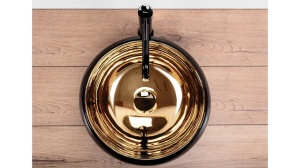 LAVOAR REA LUNA, 40 CM, AURIU/NEGRU MAT, DIN CERAMICA, CALITATE SUPERIOARA - Img 4