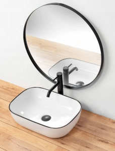 LAVOAR REA MARBEL, ALB/NEGRU, 46,5 CM, DIN CERAMICA, CALITATE SUPERIOARA - Img 2