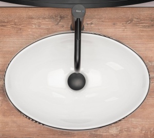 LAVOAR REA SHILA, ALB/NEGRU, 46,5 CM, DIN CERAMICA, CALITATE SUPERIOARA - Img 4