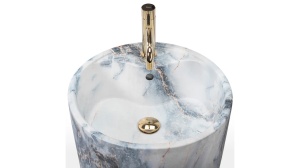 LAVOAR REA STATIV ANYA, GRANIT MAT, 84 CM, EFECT DE MARMURA ALBA MATA, DIN CERAMICA, CALITATE SUPERIOARA - Img 4