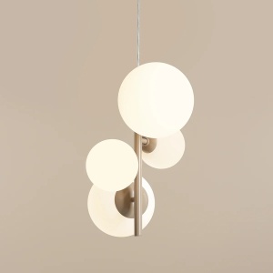 LUSTRA BLOOM, 4 BRATE, 120 CM, BEJ, DIN STICLA SI METAL, STIL MODERN