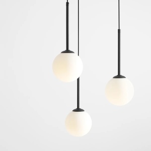 LUSTRA BOSSO, 3 BRATE, 200 CM, NEAGRA, DIN STICLA SI METAL, STIL MODERN - Img 2