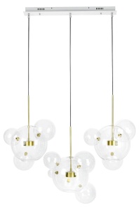 LUSTRA CAPRI LINE 3, DIN ALUMINIU SI STICLA, AURIU/TRANSPARENT, STIL MODERN