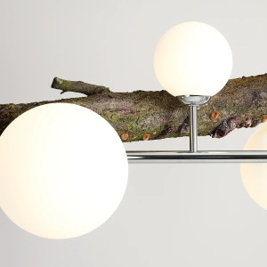 LUSTRA DIONE, 6 BRATE, 110 CM, CROM, DIN STICLA SI METAL, STIL MODERN - Img 3