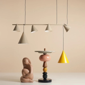 LUSTRA FORM, 4 BRATE, 115 CM, BEJ, DIN METAL, STIL MODERN - Img 4