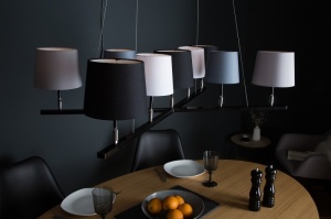 LUSTRA LEVELS II CU 9 BECURI SI ABAJURURI IN GRI/ALB/NEGRU 38822 DESIGN MODERN - Img 3