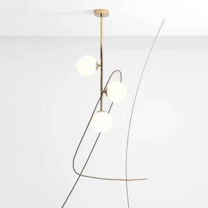 LUSTRA LIBRA, 3 BRATE, 83 CM, AURIE, DIN STICLA SI METAL, STIL MODERN