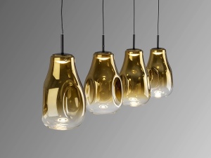 LUSTRA/PLAFONIERA ALEDIS, 40/220 CM, NEGRU MAT/AURIU, DIN METAL SI STICLA, DESIGN MODERN - Img 5