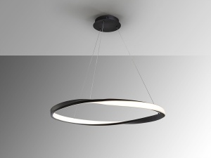 LUSTRA/PLAFONIERA ALTAIR, 85 CM, NEGRU MAT/OPAL, DIN METAL SI SILICON, STIL MODERN