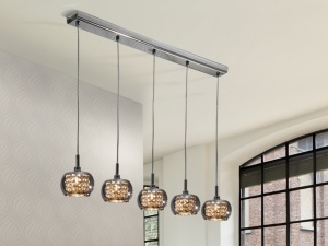 LUSTRA/PLAFONIERA ARIAN, 105 CM, CROM/TRANSPARENT, DIN METAL SI STICLA, STIL MODERN