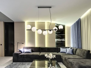 LUSTRA/PLAFONIERA INOA, 120 CM, NEGRU MAT/OPAL, DIN METAL SI STICLA, STIL MODERN - Img 2