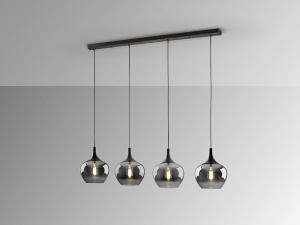 LUSTRA/PLAFONIERA OPAZ, 109CM, NEGRU MAT/FUMURIU, DIN METAL SI STICLA, STIL MODERN - Img 2