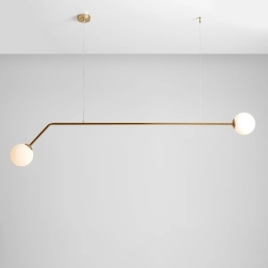 LUSTRA PURE, 2 BRATE, 120 CM, AURIE, DIN STICLA SI METAL, STIL MODERN
