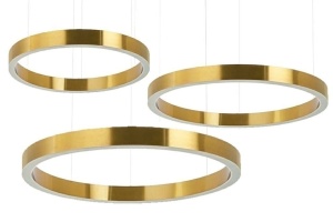 LUSTRA RING 60+80+100, GOLD, CONFECTIONATA DIN OTEL SI ACRIL, STIL MODERN