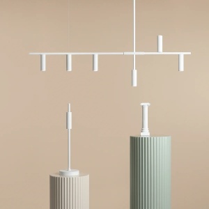 LUSTRA TREVO, 6 BRATE, 86 CM, ALBA, DIN METAL, STIL MODERN - Img 2