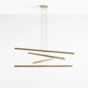 LUSTRA TUBO 8, 4 BRATE, 105 CM, AURIE, DIN METAL, STIL MODERN