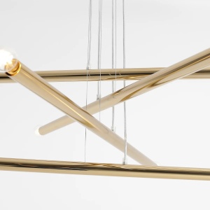 LUSTRA TUBO 8, 4 BRATE, 105 CM, AURIE, DIN METAL, STIL MODERN - Img 2