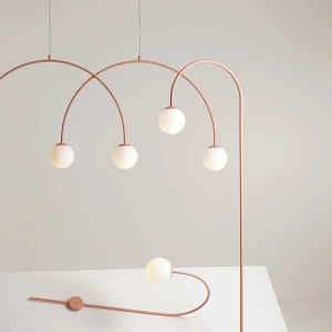 LUSTRA UNA L, 4 BRATE, 250 CM, CORAL, DIN STICLA SI METAL, STIL MODERN - Img 4