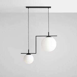 LUSTRA ZAC, 2 BRATE, 110 CM, NEAGRA, DIN STICLA SI METAL, STIL MODERN
