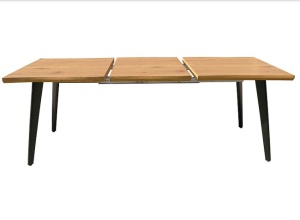 MASA DINING EXTENSIBILA FRESNO, 120/180 CM, STEJAR/NEGRU, BLAT DIN MDF, FURNIR SI PICIOARE DIN METAL, STIL MODERN - Img 2