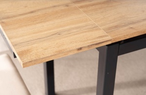 MASA DINING, EXTENSIBILA, GD-017, STEJAR/NEGRU MAT, 110(170)X74, DIN MDF, FURNIR SI METAL, STIL MODERN, SIGNAL - Img 6