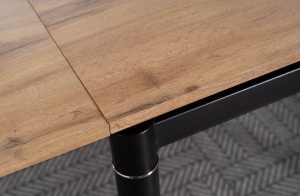 MASA DINING EXTENSIBILA GD-082, STEJAR/NEGRU MAT, 80(131)X80, DIN MDF, FURNIR SI METAL, STIL MODERN, SIGNAL - Img 4