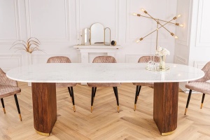 MASA DINING/OFFICE 220CM, LEMN MASIV DE MANGO, MARMURA, ARTIM GROUP SELECTION