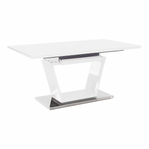 MASA DINING PLIABILA PERAK, ALBA CU EXTRA LUCIU/CROM, STIL MODERN, TK