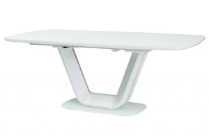 MASA EXTENSIBILA ARMANI, ALB MAT, 140/200 CM, DIN STICLA SECURIZATA, MDF SI METAL, STIL MODERN - Img 1