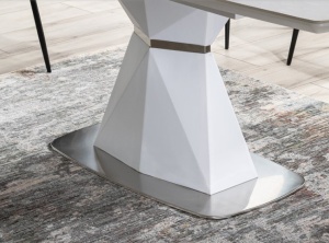 MASA EXTENSIBILA CORTEZ, 160/210 CM, ALB/CROM, DIN STICLA SECURIZATA, MDF SI METAL, STIL MODERN - Img 3