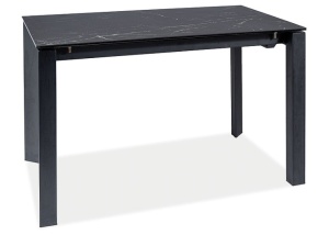 MASA EXTENSIBILA METROPOL, 120/180 CM, EFECT DE MARMURA NEAGRA/NEGRU MAT, DIN STICLA SECURIZATA, CERAMICA SI METAL, STIL MODERN - Img 8