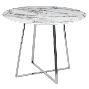 MASA LIVING DIN METAL SI MDF, IMITATIE MARMURA/ARGINTIU, CARAT 100, STIL MODERN