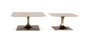 MASUTA DE CAFEA 70CM, BRONZ/NATUR, BLAT DIN MARMURA SI SUPORT DIN METAL, DESIGN EXTRAVAGANT - Img 6