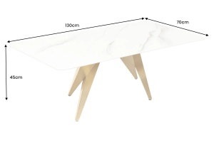 MASUTA DE CAFEA, ART LIVING 130CM, BLAT CERAMIC EFECT DE MARMURA ALBA SI PICIOARE METAL, ARTIM GROUP SELECTION - Img 2
