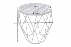 MASUTA DE CAFEA, DIAMOND 50CM, DIN METAL SI MARMURA NEGRU/GRI - Img 5