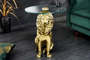 MASUTA DE CAFEA, LION, 60CM, BLAT DIN STICLA SI METAL, AURIU, ARTIM GROUP SELECTION - Img 3