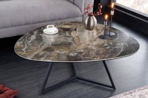 MASUTA DE CAFEA, MARVELOUS 90CM, METAL, STICLA SI CERAMICA, ASPECT MARMURA, COD 42141
