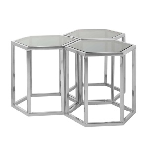 MASUTA DE CAFEA PENTA ARGINTIE, DIN METAL SI STICLA, STIL MODERN, B2 - Img 4