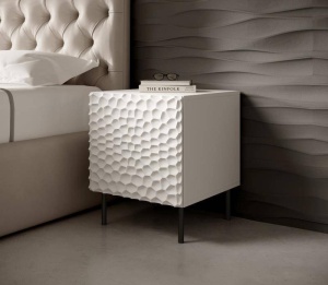NOPTIERA, CAMA-HOLE-SZAFKI-NOCNE-BI/BI, ALB MAT, DIN PLACI LAMINATE SI MDF, DESIGN MODERN - Img 3