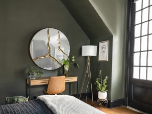 OGLINDA DECORATIVA SURCOS, 100 CM, DIN STICLA SI MDF, STIL MODERN