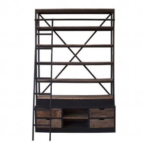 ORGANIZATOR IVALO REF. 21376, DIN LEMN MASIV DE PIN SI METAL, STIL VINTAGE, VIC