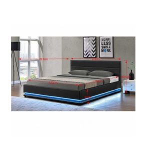 PAT MATRIMONIAL CU ILUMINARE BIRGET NEW, NEGRU, STIL MODERN, TK - Img 3