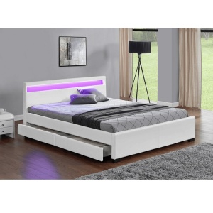 PAT MATRIMONIAL CU ILUMINARE LED CLARETA, ALB, STIL MODERN, TK
